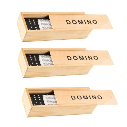 CLISPEED 3 Sätze Holz Domino Spielsteine Set Langlebige Schwarze Dominosteine in Praktischer Aufbewahrungsbox Kindersicher Tragbar für Familien Reisespiele für Lernspaß und Spielabende von CLISPEED