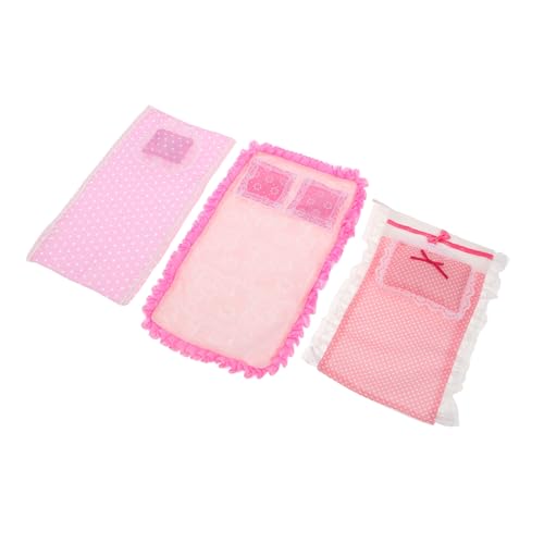 CLISPEED 3 Sätze Maßstab Realistische Bettlaken Kissen Schlafzimmer Zubehör Weiche Farben Kompatibel mit Puppenhausmöbeln von CLISPEED