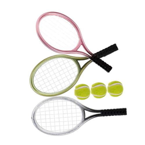 CLISPEED 3 Sätze Miniatur Tennis Racket Dekoration Teilig mit Tennisbällen Schlüsselanhänger und Accessoires für Puppenhaus und Miniatur Landschaften CLISPEED 3 Sätze Miniatur Tennis Racket Dekoration Teilig mit Tennisbällen Schlüsselanhänger und Accessoires für Puppenhaus und Miniatur Landschaften von CLISPEED