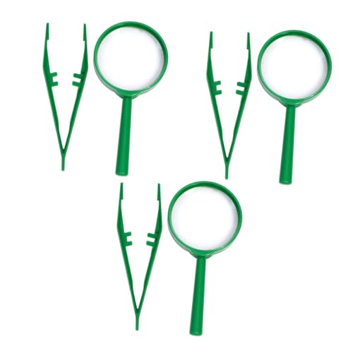 CLISPEED 3 Sätze Teiliges Beobachtungsset mit Handlupe und Pinzette Leichtes Kunststoffspielzeug für Jungen und Mädchen Tragbar Robust und Sicher für Outdoor Naturerkundung von CLISPEED