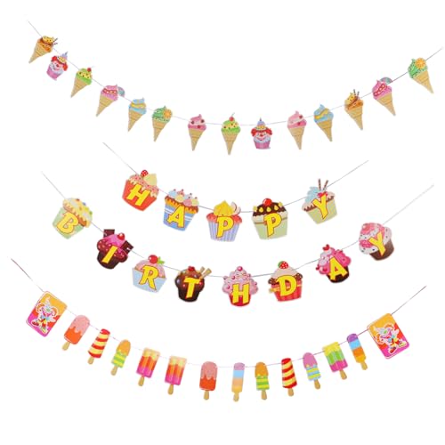 CLISPEED 3 Sätze Teiliges Eiscreme Party Banner mit Eis und Cupcake Motiven Wiederverwendbare Geburtstagsdeko Farbenfrohe Fotohintergrund Deko für Kinderfeiern und Partyräume CLISPEED 3 Sätze Teiliges Eiscreme Party Banner mit Eis und Cupcake Motiven Wiederverwendbare Geburtstagsdeko Farbenfrohe Fotohintergrund Deko für Kinderfeiern und Partyräume von CLISPEED