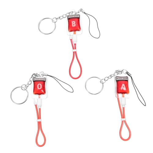 CLISPEED 3 Stück Blutplasmasäckchen Schlüsselanhänger Dekorative Kleine Charms Halloween Taschenanhänger Tragbarer Schlüsselring für Alltag und Party Robust und Stilvoll von CLISPEED