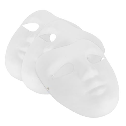 CLISPEED 3 Stück DIY Weiße Papiermaché Masken zum Bemalen mit Elastischem Band Bastelmasken für Kinderparty Halloween Karneval Künstlerischer Fähigkeiten und Kreativer Entwicklung von CLISPEED