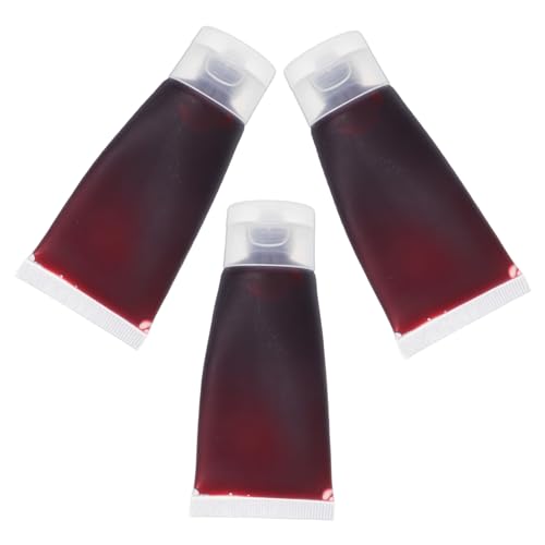 CLISPEED 3 Stück Halloween Kunstblut Hautfreundliches Abwaschbares Fake Blood für Vampire Kostüme Horror Deko Halloween Party Makeup Realistischer Bluteffekt für Gesicht Arme Kleidung von CLISPEED