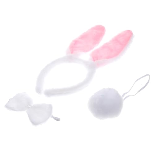 CLISPEED 3 Stück Hasenohren Haarbänder mit Schleifen und Flauschigen Kaninchenschwänzen Weiche Plüsch partyaccessoires für Cosplay Geburtstagsfeier und Karneval Komfortabel Zufällige Farbe von CLISPEED