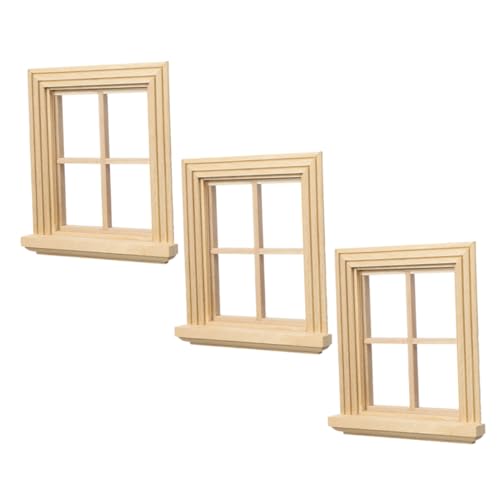 CLISPEED 3 Stück Maßstab Miniatur Puppenhaus Fensterrahmen aus Holz Beige DIY Möbel Zubehör für Miniaturhäuser Kreative Bastelidee und Vielseitige Dekoration von CLISPEED