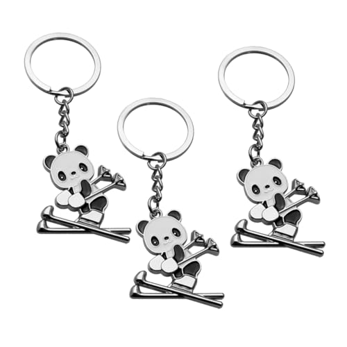 CLISPEED 3 Stück Süßer Cartoon Panda Schlüsselring mit Ski Design für Taschen Schlüssel für Geburtstage oder Partys von CLISPEED