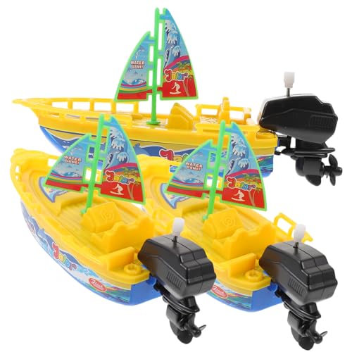 CLISPEED 3 Stück Teiliges Aufzieh badespielzeug Segelboot aus Kunststoff für Kleinkinder Windbetriebenes Badeboot Lustiges Wasserspielzeug für Badewanne und Schwimmbad Sicher und Langlebig von CLISPEED