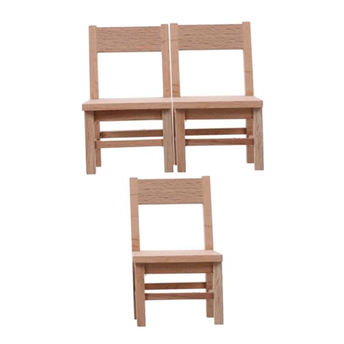 CLISPEED 3 Stück Teiliges Miniatur Holzstuhl Realistische Miniaturmöbel Stabile Holzstühle für Puppenhaus Dekoration Präzise Gestaltete Puppenstühle für DIY und Sammlungen von CLISPEED