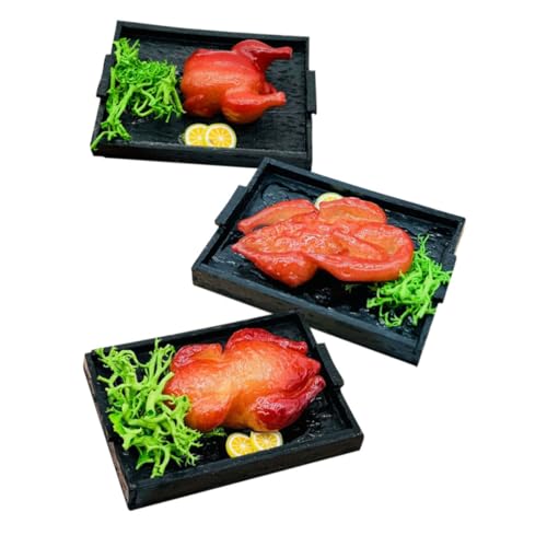 CLISPEED 3 Stück Teiliges Miniatur Spiellebensmittel Set aus Kunststoff Realistische Gefälschte Brathähnchen Ente und Gans Detailreiche Puppenhausküche Dekoration für Festliche Szenen und von CLISPEED