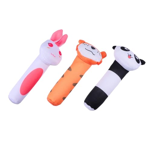 CLISPEED 3 Stück Teiliges Plüsch Rasselspielzeug Babyhandgriff Tierform Leichte Babyrasseln Sicher Weiches Material Interaktives Eltern Junge Mädchen für Junge Mädchen Ab Geburt von CLISPEED