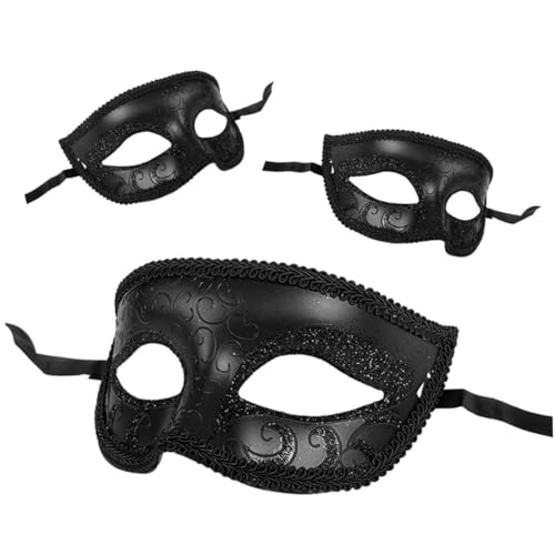 CLISPEED 3 Stück Teiliges Retro Cosplay Masken Halbgesichts maskerade mit Spitzenmuster Schwarze Halloween Kostüm Party Masken für Damen und Herren CLISPEED 3 Stück Teiliges Retro Cosplay Masken Halbgesichts maskerade mit Spitzenmuster Schwarze Halloween Kostüm Party Masken für Damen und Herren von CLISPEED