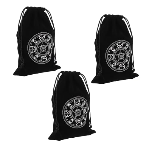 CLISPEED 3 Stück Teiliges Schwarze Tarot Aufbewahrungssäcke aus Hochwertigem Kompakt und Leicht mit Kordelzug für Pentacle Tarot Karten und Würfel Praktischer Organizer für Zauberer und von CLISPEED