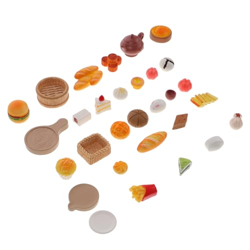 CLISPEED 30 Stück Teiliges Miniatur Puppenhaus Zubehör Realistische Spiellebensmittel Deko Bunte Küchenmodelle Detailreiche Miniaturnahrung für DIY Puppenhausküche und Sammler von CLISPEED