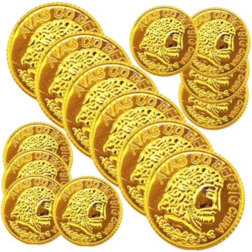 CLISPEED 300 Stück Teiliges Kunststoff Spielmünzen Goldfarben Glänzend Piratenmünzen Spielgeld für Kindergeburtstag Piratenparty Deko und Lernspielzeug von CLISPEED