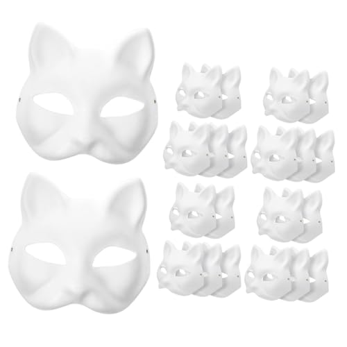 CLISPEED 30Stücke DIY Katzenmasken zum Bemalen Leere Papiermasken für Karneval Halloween und Bastelprojekte Leicht Elastischem Band CLISPEED 30Stücke DIY Katzenmasken zum Bemalen Leere Papiermasken für Karneval Halloween und Bastelprojekte Leicht Elastischem Band von CLISPEED