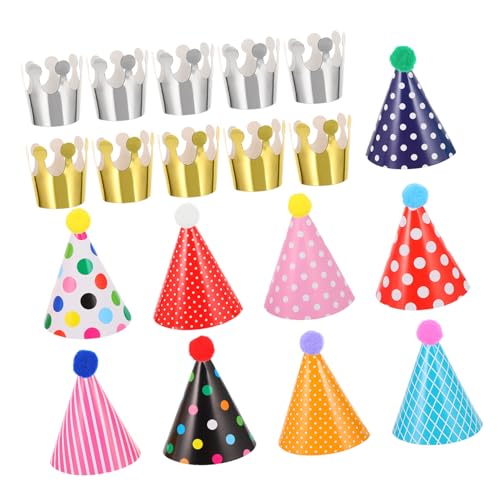 CLISPEED 31 Stück Teiliges Geburtstags Partyhüte aus Papier Bunte und Kronenformen Sichere Partydekoration für Jungen und Mädchen Farbenfrohe Kindergeburtstagskappen Festliche von CLISPEED