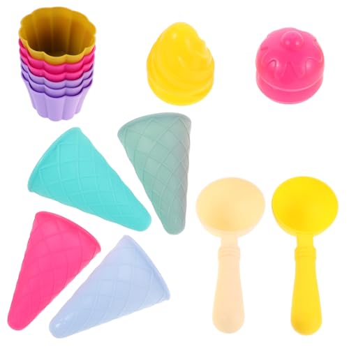 CLISPEED 3Er-Set Teiliges Strandspielzeug Eiscreme Eiswaffel Sandförmchen Buntes Kunststoffspielzeug Kreatives Outdoor Spiel für Fantasievolles Eisspielen Sicher und Langlebig von CLISPEED