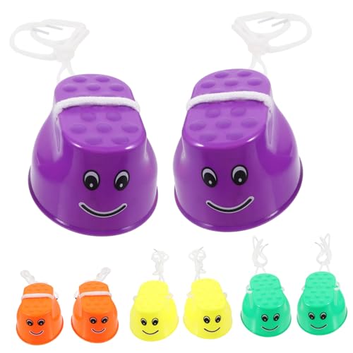 CLISPEED 4 Paare Stelzen aus Dickem Kunststoff mit Verstellbarem Seil Rutschfesten GEH Eimern in Gelb Grün Orange und Lila für Outdoor Spiele und Gleichgewichtstraining von CLISPEED