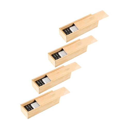 CLISPEED 4 Sätze Holz Domino aus Hochwertigem Material Interaktive Familienspiele Sicher und Pädagogisch Inklusive Eleganter Holzbox für Erwachsene von CLISPEED