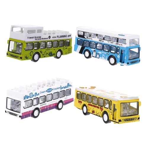 CLISPEED 4 Stück Busmodell Zugrückziehbarer City Bus für Realistische Simulation Batteriefreies Ziehspielzeug Geeignet für Jungen und Mädchen Ab Jahren von CLISPEED