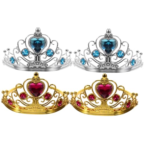 CLISPEED 4 Stück Geburtstag Kronen Teiliges mit Funkelnden Strasssteinen Elastische Haarreifen in Gold und Silber Sichere Langlebige Tiara für Party Abschlussball und Zufällige Farbe von CLISPEED