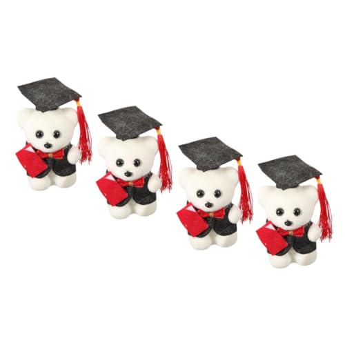 CLISPEED 4 Stück Graduierungs Plüschbär Leichte Mini Kuscheltier Dekoration für Abschlussfeier Weiche Niedliche Bärenfiguren als und Foto Requisite für DIY Sträuße Zuhause Büro und Party von CLISPEED