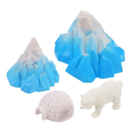 CLISPEED 4 Stück Mini Igloo Modell mit Realistischen Eisbergen und Eisbär Figuren Detailreiche Schneehäuser Puppenhaus Dekoration Polar Themed für Winterliche Miniatur Arctic Szene von CLISPEED