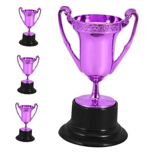 CLISPEED 4 Stück Mini-trophäe Trophäen Vergeben Partygeschenke Mini -trophäe Kleine Trophäe Kleiner Trophäenbecher Aus Kunststoff Pokale Für Sieger Plastik Violett von CLISPEED