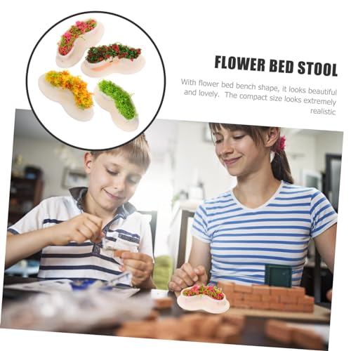 CLISPEED 4 Stück Miniatur Gartenbank Teilig Kunststoff Miniaturmöbel mit Blumenbeet für Puppenhaus Landschaftsdeko Outdoor Mini Haus Schmuck von CLISPEED