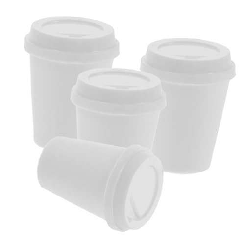 CLISPEED 4 Stück Miniatur Kaffee Becher Puppenhaus Zubehör für Kreative Mini Szenen Robuste Mini Kaffeetassen für Bastelprojekte und Puppenhaus Dekoration Weiß von CLISPEED