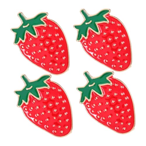 CLISPEED 4 Stück Obstbrosche Erdbeere Erdbeeren Kleidungsnadeln Obst Party Gastgeschenk Anstecker Obstförmige Brosche Mode Obst Brosche Broschen Anstecknadel Kleine Anstecknadel Charm von CLISPEED