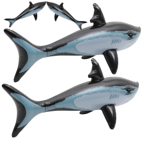 CLISPEED 4 Stück Teiliges Aufblasbares Haifischspielzeug aus Langlebigem PVC Schwimmende Pooldeko für Geburtstagsfeiern und Poolpartys Geeignet als und Lernspielzeug von CLISPEED