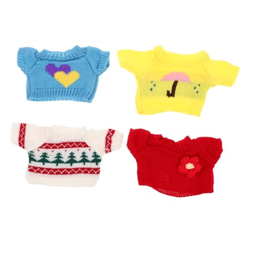 CLISPEED 4 Stück Teiliges Bärenpuppen Kleidung aus Baumwolle Weiche Gestrickte Kuscheltier Pullover mit Weihnachtsmotiv Vielseitige Outfits für Mädchen Geburtstagsspielzeug von CLISPEED
