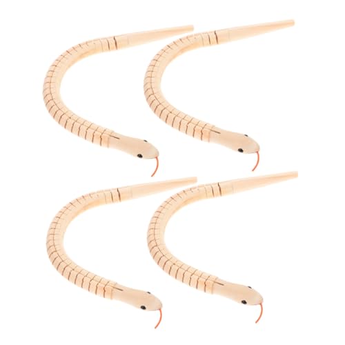 CLISPEED 4 Stück Teiliges DIY Holzschlangen Bastelset für Flexible Gelenkige Holztiere zum Bemalen Unbemalte Schlangenmodelle aus Stabilem Holz Kreatives für Jungen und Mädchen von CLISPEED
