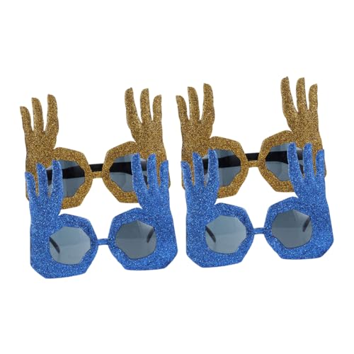 CLISPEED 4 Stück Teiliges Fingerförmige Partybrille Ok-förmige Lustige Kostümbrille für Erwachsene in Gold und Blau Spielerische Eyewear für Feiern und Foto-requisiten von CLISPEED