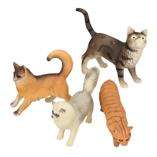 CLISPEED 4 Stück Teiliges Katzenfiguren Realistische Künstliche Katzenmodelle Bunte Tierfiguren als Lernspielzeug und Dekoration für Kinderzimmer Schreibtisch Haustierliebhaber von CLISPEED
