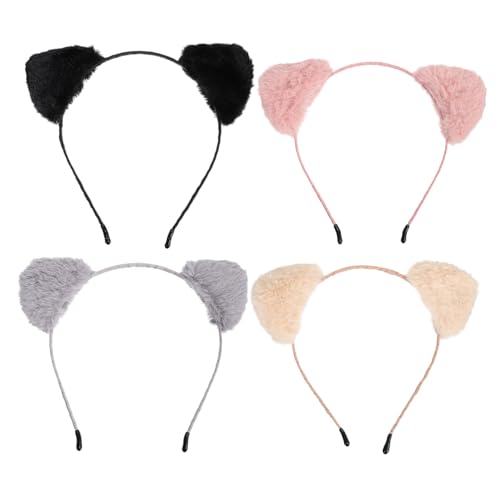 CLISPEED 4 Stück Teiliges Katzenohren Haarreif Plüsch Stirnband für Karneval Halloween Party Süßes Accessoire in Beige Schwarz CLISPEED 4 Stück Teiliges Katzenohren Haarreif Plüsch Stirnband für Karneval Halloween Party Süßes Accessoire in Beige Schwarz von CLISPEED