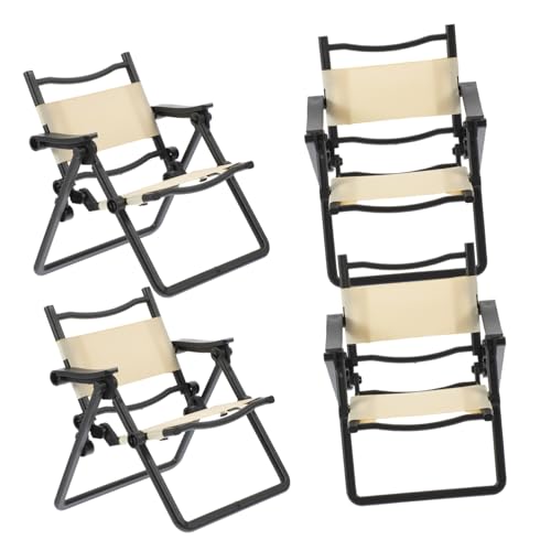CLISPEED 4 Stück Teiliges Miniatur Klappstuhl Kompakt Leicht Kunststoff Puppenhaus Dekoration Multifunktional als Handyhalter für Basteln und Spielzeugzubehör von CLISPEED