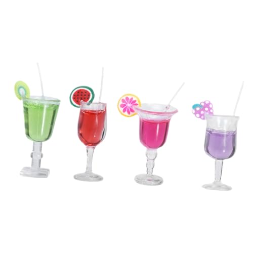 CLISPEED 4 Stück Teiliges Miniatur Puppenhaus Cocktailglas aus Sicherem Material Realistische Mini Fruchtgetränke für Puppenhaus Dekoration Küchen und Sommerszenen Vielseitig als Foto von CLISPEED