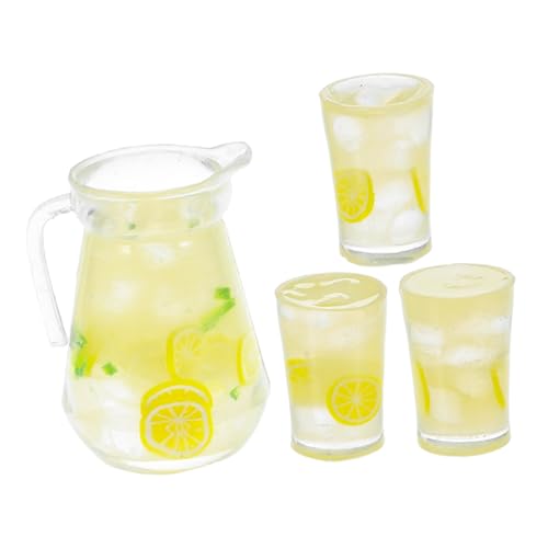 CLISPEED 4 Stück Teiliges Miniatur Zitronen Limonaden mit Kanne und Bechern Realistische Puppenhaus Deko für Sommer Szenerien Geeignet für Puppenhaus Diorama und Fotorequisiten von CLISPEED