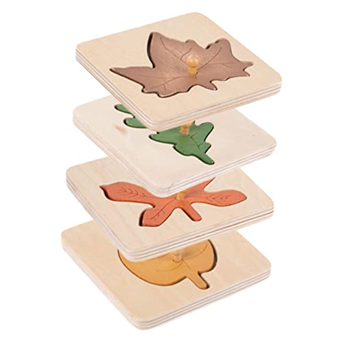 CLISPEED 4 Stück Teiliges Puzzle aus Montessori Lernspielzeug zur Kognitiven Entwicklung mit Blattformen für Kleinkinder Fördert Feinmotorik und Eltern Junge Mädchen Interaktion von CLISPEED