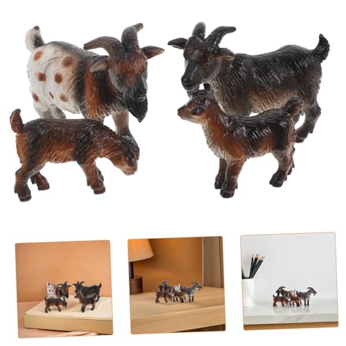 CLISPEED 4 Stück Teiliges Realistisches Ziegenfamilien spielzeugset Lebensechte Simulation von Ziegen Schafmodellen Kinderfreundliche Bauernhof tierfiguren zur Kreativen Lernförderung und von CLISPEED