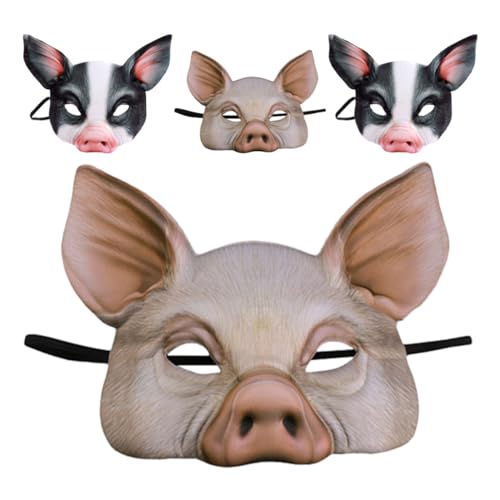 CLISPEED 4 Stück Teiliges Schwein Tiermaske aus Leichtem Halbes Gesicht Cosplay Maske für Halloween Karneval Maskenball Komfortabel und Lustig für Party Festveranstaltungen von CLISPEED