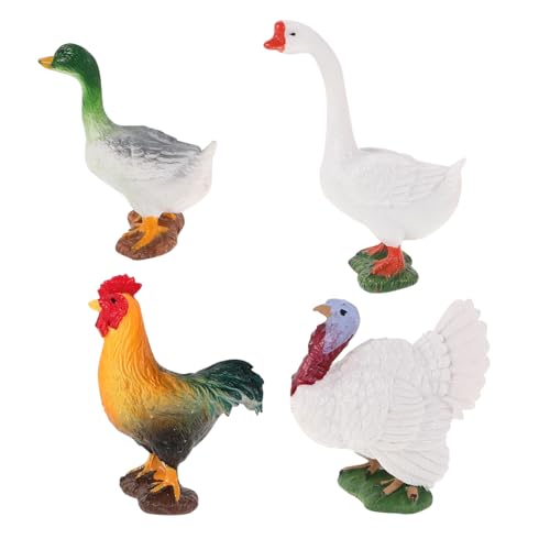 CLISPEED 4 Stück Teiliges Set Realistische Bauernhof Tierfiguren Miniaturenteile von Ente Gans und Huhn Lernspielzeug für Dekoration für Kuchen und Zuhause Interaktive Bildungsspielzeuge von CLISPEED