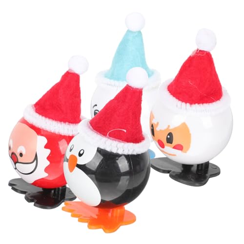CLISPEED 4 Stück Teiliges Weihnachts Wind Up mit Santa Schneemann Pinguin und Zipfelmützenfiguren Robustes Handliche Weihnachts Mitbringsel für Geburtstagsfeier und Partyspaß von CLISPEED