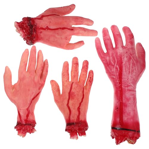 CLISPEED 4er Set Blutige Abgetrennte Hände - Gefälschte Hand Körperteile | Gruselig Gebrochene Hand | Weich & Realistisch Hände Cosplay Gefälschte Hand für Spukhaus Karneval Halloween Weihnachten CLISPEED 4er Set Blutige Abgetrennte Hände - Gefälschte Hand Körperteile | Gruselig Gebrochene Hand | Weich & Realistisch Hände Cosplay Gefälschte Hand für Spukhaus Karneval Halloween Weihnachten von CLISPEED