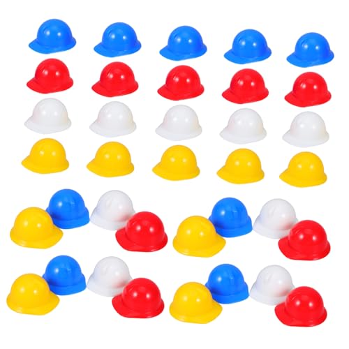 CLISPEED 40 Stück Mini Sicherheitshelme aus Kunststoff Bunte Baustellenhelme als Partydekoration DIY Zubehör für Puppenhaus Kuchen und Haustierdeko Leicht und Robust Vielseitig Verwendbar von CLISPEED