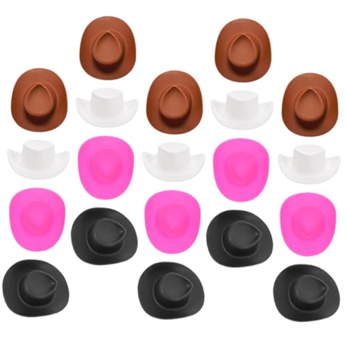 CLISPEED 40 Stück Teiliges Mini Cowboy Hüte Bunte Kleine Party Dekorationen Winzige Puppenhaus Hüte aus Kunststoff für Kuchenverzierung DIY Festival Accessoires Rosa Braun von CLISPEED