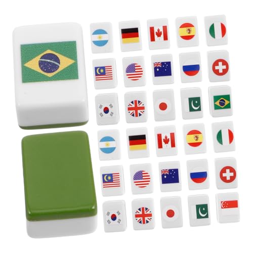 CLISPEED 48 Stück Teiliges Mahjong Set mit Nationalflaggen Muster Fliesen Spiel für Familienfeiern und Freizeitaktivitäten Vielfältige Spielmöglichkeiten für Erwachsene CLISPEED 48 Stück Teiliges Mahjong Set mit Nationalflaggen Muster Fliesen Spiel für Familienfeiern und Freizeitaktivitäten Vielfältige Spielmöglichkeiten für Erwachsene von CLISPEED